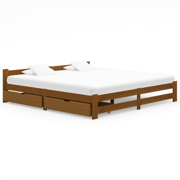 vidaXL Giroletto senza Materasso Marrone Ambra Legno Massello 200x200