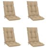 vidaXL Sedie Reclinabili da Giardino con Cuscini 4 pz Massello di Teak