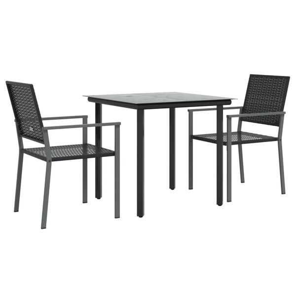 vidaXL Set da Pranzo da Giardino 3 pz in Polyrattan e Acciaio