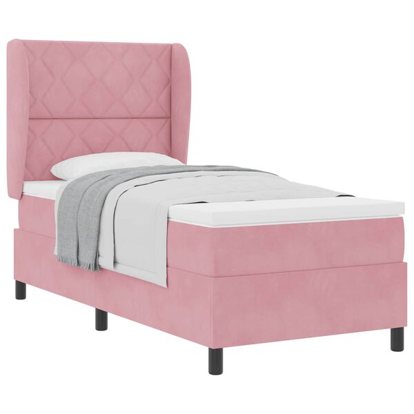 vidaXL Letto a molle con materasso Rosa 190 x 90 cm Poliestere