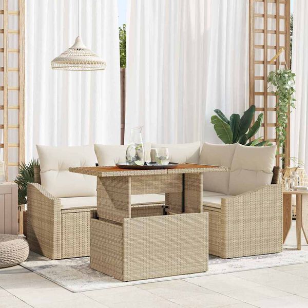 vidaXL Set da Pranzo per Giardino Beige e Crema 100 x 55 x 73 cm