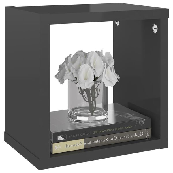vidaXL Mensole Parete a Cubo 4 pz Grigio Lucido 22x15x22 cm