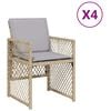 vidaXL Sedie da Giardino con Cuscini 4 pz Beige Misto in Polyrattan