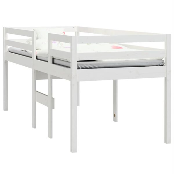vidaXL Letto a Soppalco Bianco 80x200 cm in Legno Massello di Pino