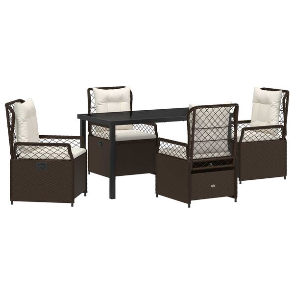 vidaXL Set da Pranzo per Giardino 5 pcs Marrone polyrattan