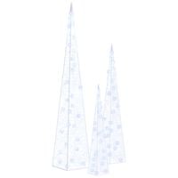 vidaXL Set Coni Luce LED Decorativi Acrilici Blu 30/45/60cm