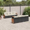 vidaXL Set Divani da Giardino 9 pz con Cuscini Nero in Polyrattan