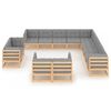 vidaXL Set Divani Giardino 13 pz con Cuscini in Legno Massello di Pino