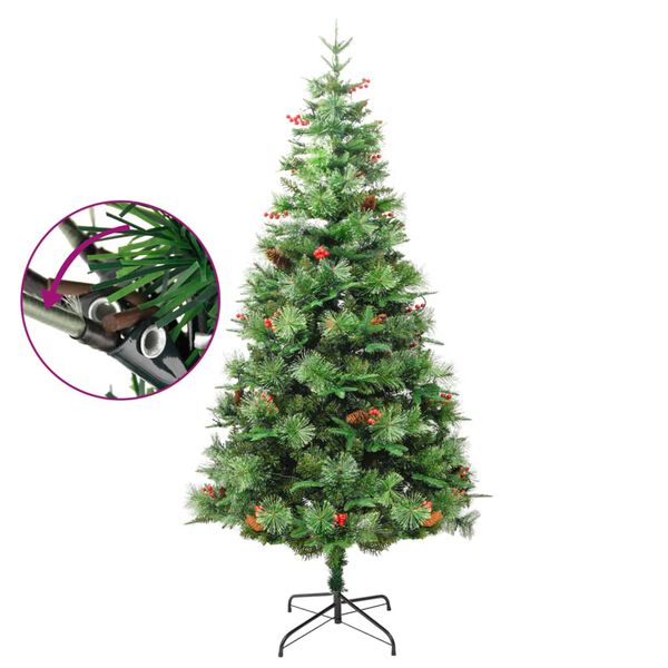 vidaXL Albero di Natale Preilluminato con Pigne Verde 225 cm PVC e PE