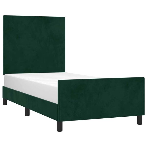 vidaXL Giroletto senza Materasso Verde Scuro 90x190 cm in Velluto