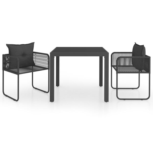 vidaXL Set da Pranzo da Giardino 3 pz in Rattan PVC Nero
