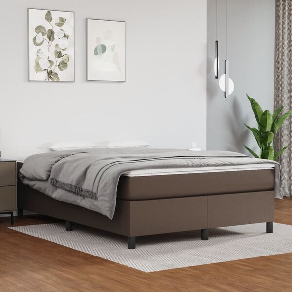 vidaXL Struttura Letto a Rete a Molle Marrone 140x190 cm in Similpelle