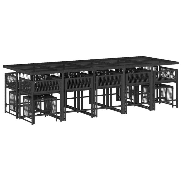 vidaXL Set da Pranzo da Giardino 15 pz con Cuscini Nero in Polyrattan