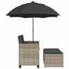 vidaXL Divano 2Posti Ombrellone e Sgabelli Grigio Chiaro Polyrattan