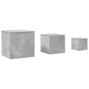 vidaXL Tavolini 3 pz Grigio Cemento in Truciolato