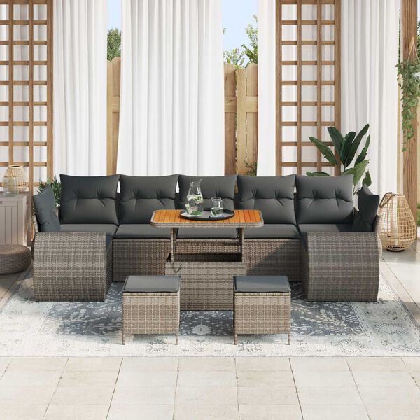 vidaXL Set Divano da Giardino 10 pcs Grigio polyrattan