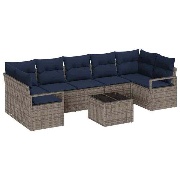 vidaXL Set di divani 8 pcs Grigio polyrattan