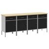 vidaXL Mobile da lavoro con blocco 4 pz Nero e Grigio 200 x 55 x 85 cm