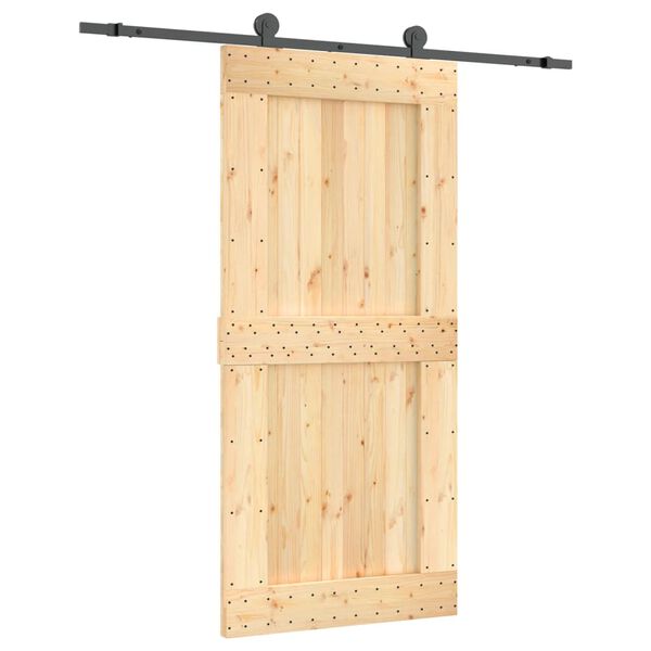 vidaXL Porta Scorrevole con Set Hardware 95x210 cm Legno Massello Pino