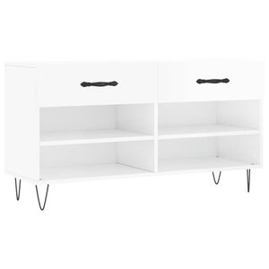 vidaXL Panca Porta Scarpe Bianco Lucido 102x35x55 cm Legno Multistrato