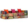 vidaXL Pouf Modulare a 3 Posti in Tessuto Patchwork