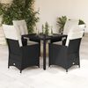 vidaXL Set da Pranzo da Giardino 5 pz Nero con Cuscini in Polyrattan