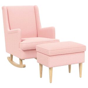 vidaXL Poltrona con Ottomano 2 pz Rosa Boucl&eacute;