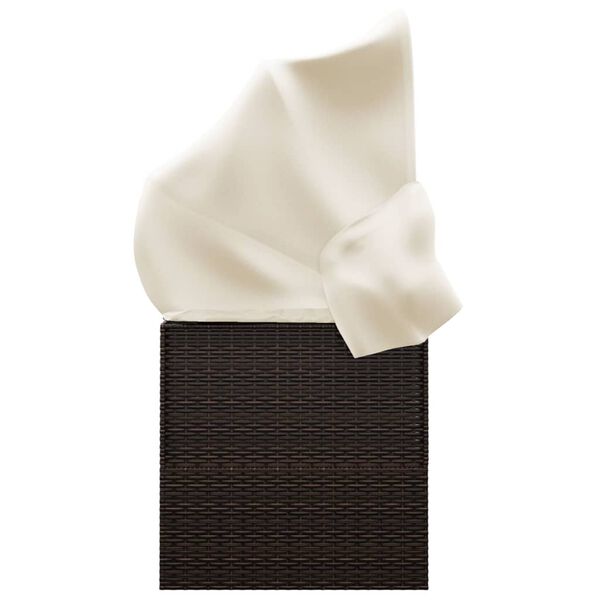 vidaXL Lettino Prendisole Esterno Tetto e Cuscini Marrone Polyrattan