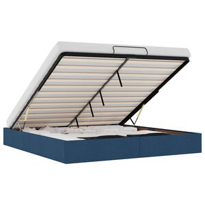 vidaXL Struttura Letto Pouf senza Materasso Blu 180x200cm in Tessuto