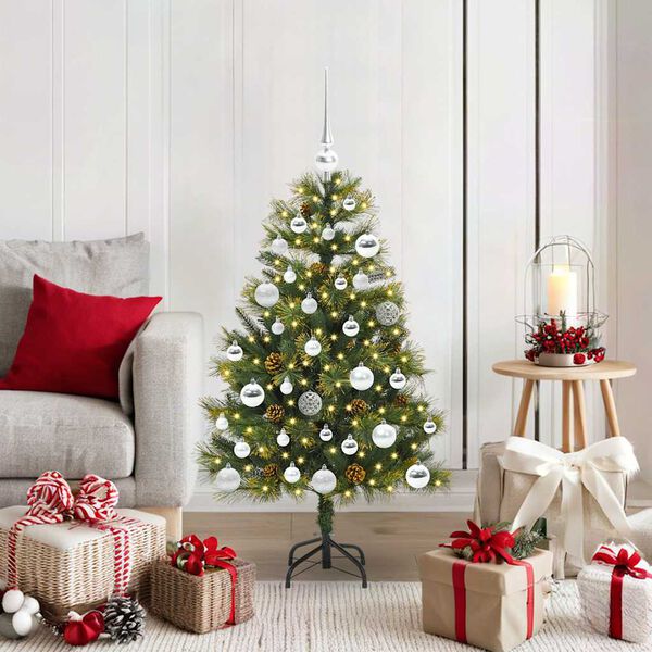 vidaXL Albero di Natale artificiale pieghevole con coni Verde 150 cm