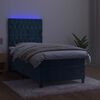 vidaXL Letto a Molle con Materasso e LED Blu Scuro 100x200 cm