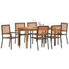vidaXL Set da Pranzo per Giardino 7 pcs Nero Legno di Acacia Massello