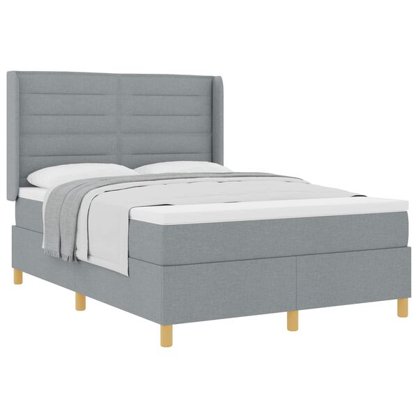 vidaXL Letto a molle con materasso Grigio chiaro 140 x 190 cm Tessuto