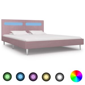 vidaXL Giroletto con LED senza Materasso Rosa 180x200 cm in Tessuto