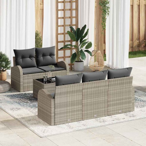 vidaXL Set Divano da Giardino Grigio chiaro 55 x 55 x 37 cm polyrattan