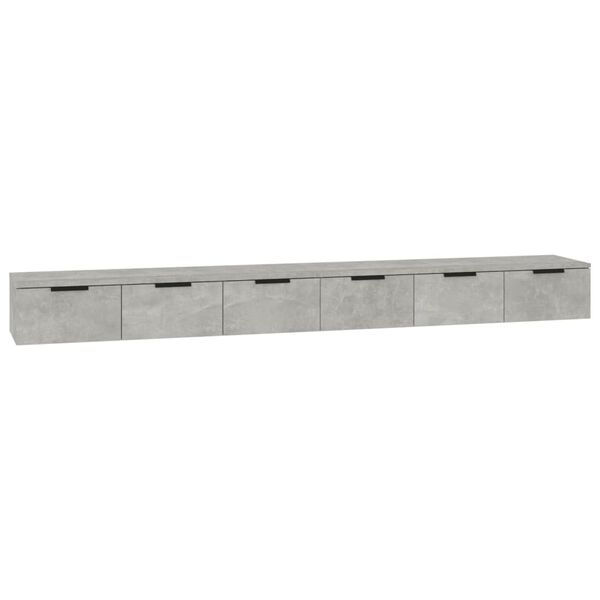 vidaXL Mobili a Muro 2 pz Grigio Cemento 102x30x20cm Legno Multistrato