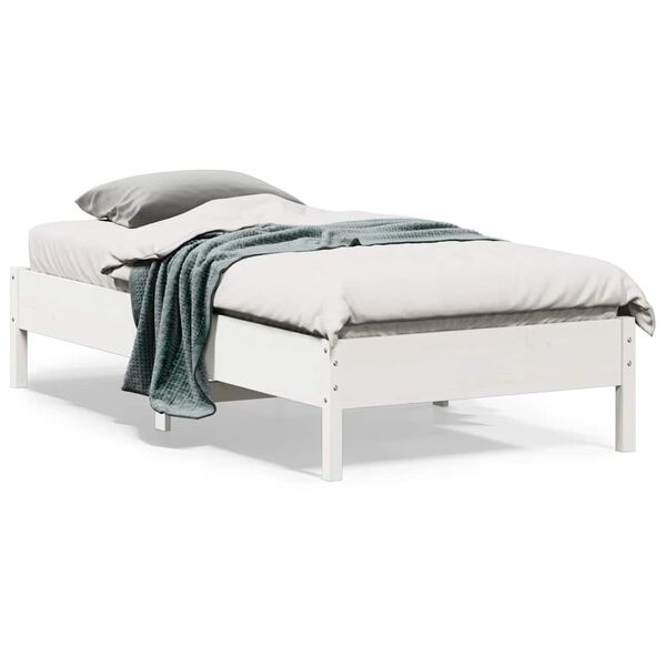 vidaXL Letto senza Materasso Bianco 75x190 in Legno Massello di Pino