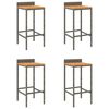 vidaXL Sgabelli da Bar 4pz Grigi Polyrattan e Legno Massello di Acacia