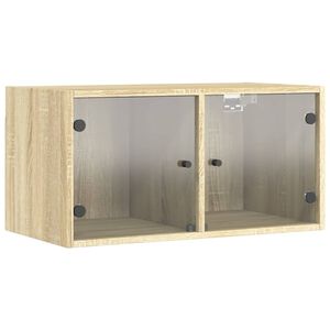 vidaXL Mobile a Muro con Ante in Vetro Rovere Sonoma 68,5x37x35 cm