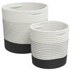 vidaXL Cestini Portaoggetti 2pz Bianco e Nero in Cotone