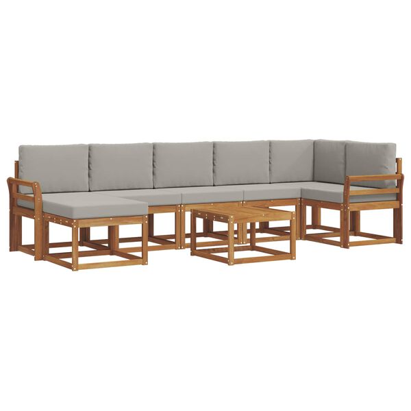 vidaXL Set di divani da esterno 8 pcs Grigio Naturale e Chiaro
