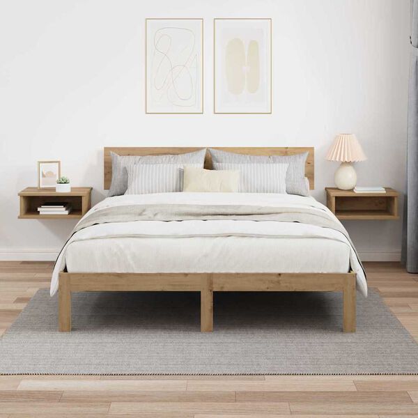 vidaXL Comodino 2 pcs Rovere artigianale 40 x 31 x 15 cm