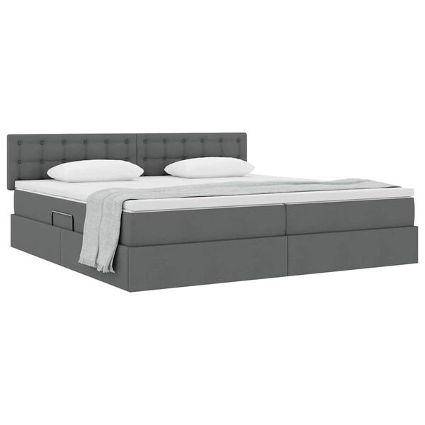 vidaXL Letto con contenitore e materasso Grigio scuro 200 x 200 cm