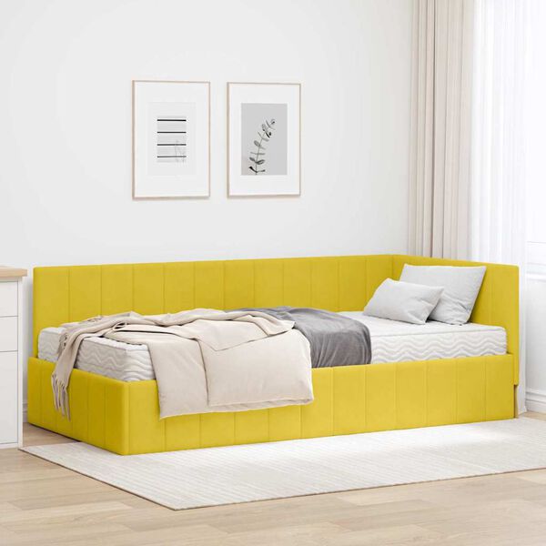 vidaXL Struttura Letto Angolare con Materasso 2 pcs Giallo Velluto