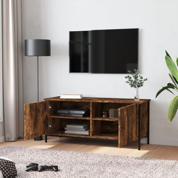 vidaXL Mobile TV con Ante Rovere Fumo 102x35x45 cm Legno Multistrato