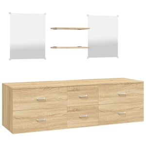 vidaXL Set Mobili da Bagno 5 pz Rovere in Legno Multistrato