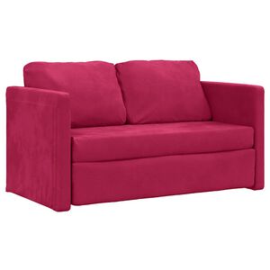vidaXL Divano Letto da Terra 2 in 1 Rosso Vino 122x204x55cm Velluto