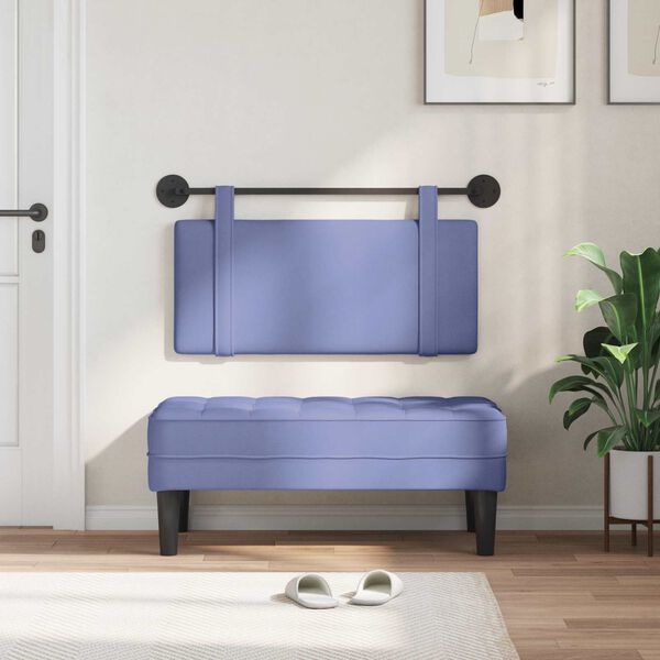 vidaXL Testata appesa Tinta unita Blu jeans 100 x 55 x 5 cm Tessuto