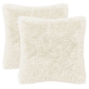 vidaXL Federa 2 pcs HEERLEN Bianco 30 x 30 cm Fleece PV