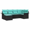 vidaXL Set Divano da Giardino 6 pz Nero polyrattan
